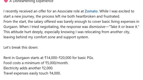 Screenshot of post on Zomato (Part 1). (LinkedIn) Screenshot of post on Zomato (Part 1). (LinkedIn)