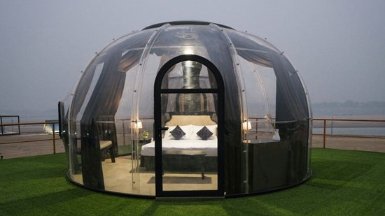 A dome-shaped cottage for a luxurious stay at the Maha Kumbh 2025. (HT Photo)