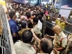 A stampede-like situation occurred at Vishnu Nivasam during the distribution of Tirumala Srivari Vaikuntha Dwara Darshan tokens, in Tirupati on Wednesday. Reportedly, four devotees died in the incident. (ANI)
