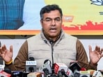 BJP Leader Parvesh Verma addresses the media in New Delhi. 