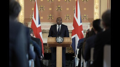 Foreign Secretary David Lammy delivers a speech at the Foreign Office on Government plans for new sanctions which will target the finances of people-smuggling networks (Stefan Rousseau/PA) Foreign Secretary David Lammy delivers a speech at the Foreign Office on Government plans for new sanctions which will target the finances of people-smuggling networks (Stefan Rousseau/PA)