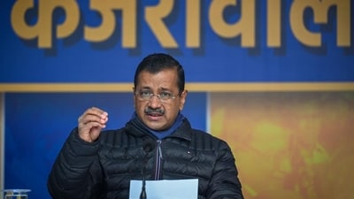 Arvind Kejriwal addresses a press conference on Thursday. (Sanchit Khanna/HT Photo)