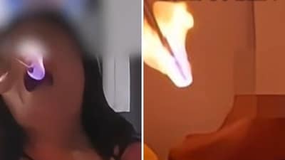 Employees eating fire as a part of team-building exercise. (Screengrab (Douyin)) Employees eating fire as a part of team-building exercise. (Screengrab (Douyin))