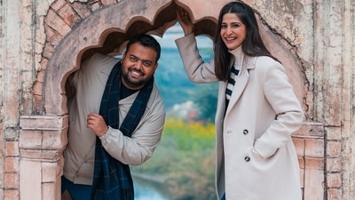 Aahana Kumra with Maroof Umar at Shiv Temple, Malihabad Aahana Kumra with Maroof Umar at Shiv Temple, Malihabad