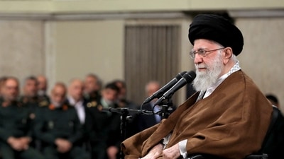Iran angrily denounced on Thursday a "insulting" sign on a bus in a French city that featured supreme leader Ayatollah Ali Khamenei ( REUTERS)