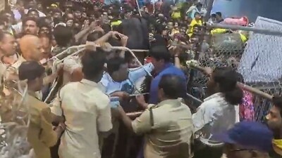 The incident occurred near Vishnu Niwasam close to the Tirumala Srivari Vaikuntha Dwara ticketing counter. (PTI) The incident occurred near Vishnu Niwasam close to the Tirumala Srivari Vaikuntha Dwara ticketing counter. (PTI)
