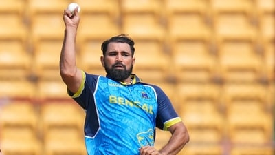 Shami had recorded figures of 1/40 and 1/28 in his last two matches against Madhya Pradesh and Bihar, respectively. (PTI) Shami had recorded figures of 1/40 and 1/28 in his last two matches against Madhya Pradesh and Bihar, respectively. (PTI)