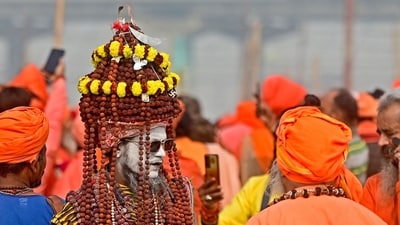The vibrant spectacle of pilgrims, sadhus, and devotees from all over the world gathering and taking a sacred plunge in Sangam—the meeting point of the three main rivers, the Ganga, Yamuna, and Saraswati—is what makes the Maha Kumbh Mela so famous. (AFP) The vibrant spectacle of pilgrims, sadhus, and devotees from all over the world gathering and taking a sacred plunge in Sangam—the meeting point of the three main rivers, the Ganga, Yamuna, and Saraswati—is what makes the Maha Kumbh Mela so famous. (AFP)