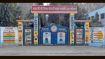 The Government Senior Secondary School in Ayali Khurd which too has been awaiting funds. (HT Photo) The Government Senior Secondary School in Ayali Khurd which too has been awaiting funds. (HT Photo)