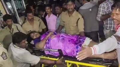 An injured devotee being taken to the Sri Venkateswara Ramnarayan Ruia Government General Hospital after a stampede occurred at Vishnu Nivasam during the distribution of Tirumala Srivari Vaikuntha Dwara Darshan tokens, in Tirupati on January 8. (ANI) An injured devotee being taken to the Sri Venkateswara Ramnarayan Ruia Government General Hospital after a stampede occurred at Vishnu Nivasam during the distribution of Tirumala Srivari Vaikuntha Dwara Darshan tokens, in Tirupati on January 8. (ANI)
