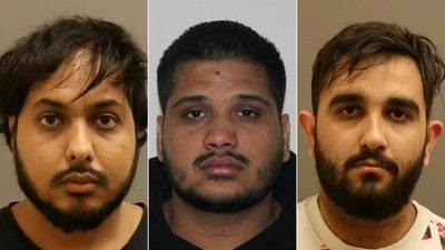 This combination of handout pictures courtesy of the Integrated Homicide Investigation Team in Canada created on May 3, 2024 shows the pictures of (from L) Karanpreet Singh, Kamalpreet Singh and Karan Brar, charged in relation to the homicide of Hardeep Singh Nijjar. (AFP/File) This combination of handout pictures courtesy of the Integrated Homicide Investigation Team in Canada created on May 3, 2024 shows the pictures of (from L) Karanpreet Singh, Kamalpreet Singh and Karan Brar, charged in relation to the homicide of Hardeep Singh Nijjar. (AFP/File)