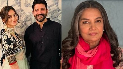 Farhan Akhtar with Shibani, (R) Shabana Azmi