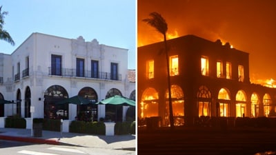A Starbucks in the Pacific Palisades area before and after Tuesday's wildfire (Google Earth, AP) A Starbucks in the Pacific Palisades area before and after Tuesday's wildfire (Google Earth, AP)