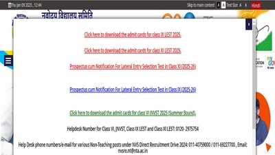 JNVST Admit Card 2025 out for Class 9, 11 out, download links here JNVST Admit Card 2025 out for Class 9, 11 out, download links here