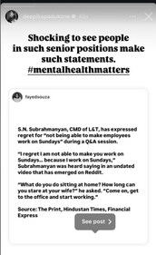 Deepika's post on Instagram Stories. Deepika's post on Instagram Stories.