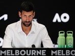 Serbia's Novak Djokovic reacts during a press conference ahead of the Australian Open Serbia's Novak Djokovic reacts during a press conference ahead of the Australian Open
