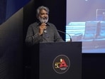 SS Rajamouli at Annapurna Studios. SS Rajamouli at Annapurna Studios.