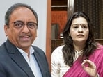 Laresen and Toubro chief SN Subrahmanyan and Shiv Sena (UBT) MP Priyanka Chaturvedi. Laresen and Toubro chief SN Subrahmanyan and Shiv Sena (UBT) MP Priyanka Chaturvedi.