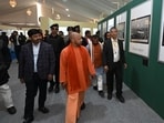 Uttar Pradesh chief minister Yogi Adityanath at Kala Kumbh exhibition in mela area in Prayagraj on January 10. (HT photo) Uttar Pradesh chief minister Yogi Adityanath at Kala Kumbh exhibition in mela area in Prayagraj on January 10. (HT photo)