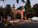 A view of an entrance to the Aligarh Muslim University (AMU) in Aligarh district of Uttar Pradesh