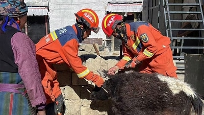 Thousands of rescuers were searching for survivors in freezing conditions on January 8 after a devastating earthquake in China's remote Tibet region killed at least 126 people and injured 337 (AFP)