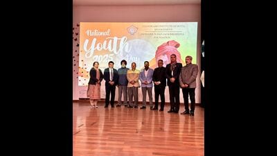 Dignitaries during the event on the theme “Humara paryavaran, humara bhavishya” at Chandigarh Institute of Hotel Management. (HT)