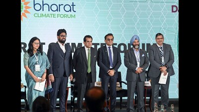 Former CEO of the NITI Aayog and India's G20 Sherpa, Amitabh Kant poses for a group picture at the Bharat Climate Forum 2025, in New Delhi. (ANI PHOTO)