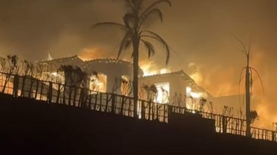 Although no fire departments have linked Southern California Edison to the Eaton Fire, which is still raging near Los Angeles, the company stated on Thursday that it has received alerts from insurance companies to preserve evidence relating to the fire. (AP) Although no fire departments have linked Southern California Edison to the Eaton Fire, which is still raging near Los Angeles, the company stated on Thursday that it has received alerts from insurance companies to preserve evidence relating to the fire. (AP)