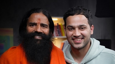 Yoga guru Ramdev with podcaster Raj Shamani.