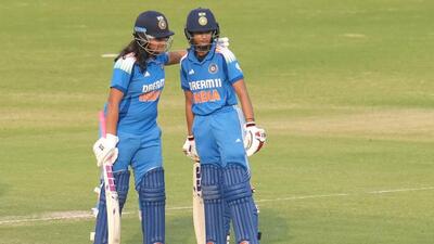 Tejal Hasabnis (left) and Pratika Rawal’s 116-run partnership was pivotal to India’s win on Friday. (BCCI)