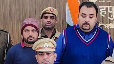 The two arrested officials of the telecom firm on Friday. (HT Photo) The two arrested officials of the telecom firm on Friday. (HT Photo)