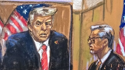 Donald Trump was sentenced to an unconditional discharge on Friday after being convicted of 34 felony counts (Jane Rosenberg/REUTERS)