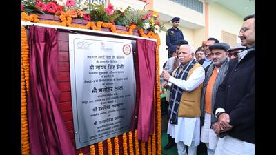 Union power minister Manohar Lal Khattar inaugurating the a cricket ground in Sector 9 in Karnal on Friday. (Source: X) Union power minister Manohar Lal Khattar inaugurating the a cricket ground in Sector 9 in Karnal on Friday. (Source: X)