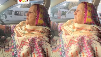 A Pakistani elderly woman went viral for confidently driving through a busy road. (Instagram/kingofchilas) A Pakistani elderly woman went viral for confidently driving through a busy road. (Instagram/kingofchilas)