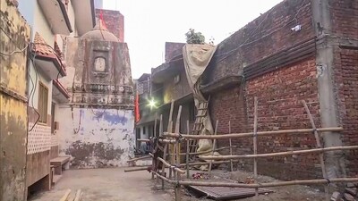A view of Shiv-Hanuman Temple which was discovered during an anti-encroachment drive by Sambhal police and administration on 14th December, in Sambhal on Thursday. (ANI ) A view of Shiv-Hanuman Temple which was discovered during an anti-encroachment drive by Sambhal police and administration on 14th December, in Sambhal on Thursday. (ANI )
