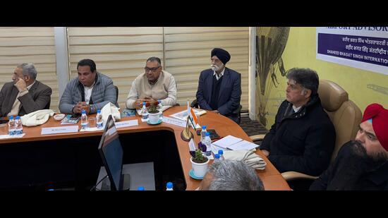A meeting of the Airport Advisory Committee was held under the chairmanship of member of Parliament Manish Tewari on Friday. (HT Photo)