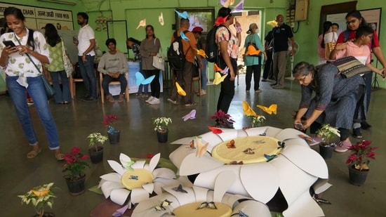 Butterfly artwork on display at the exhibition in 2023.