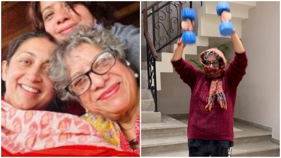 Smriti Irani shared a video of her mother lifting weights.