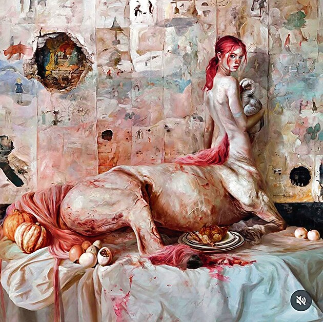 The Centaur; 2024, by Guillermo Lorca Garcia-Huidobro. In Chile, García-Huidobro, 41, blends elements of the Baroque and Renaissance with surreal distortion. (Image via Instagram) The Centaur; 2024, by Guillermo Lorca Garcia-Huidobro. In Chile, García-Huidobro, 41, blends elements of the Baroque and Renaissance with surreal distortion. (Image via Instagram)
