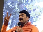 BJP MP Manoj Tiwari and Delhi BJP president Virendra Sachdeva at a press conference to launch the election campaign song for the Delhi Assembly elections on Saturday. (ANI) BJP MP Manoj Tiwari and Delhi BJP president Virendra Sachdeva at a press conference to launch the election campaign song for the Delhi Assembly elections on Saturday. (ANI)