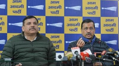 Arvind Kejriwal and Sanjay Singh addresses a press conference in New Delhi on January 11. (HT Photo) Arvind Kejriwal and Sanjay Singh addresses a press conference in New Delhi on January 11. (HT Photo)