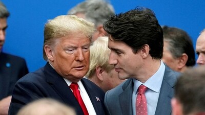 Donald Trump talks with Canada's Prime Minister Justin Trudeau. (File) (REUTERS)