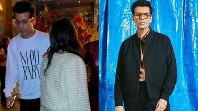 Karan Johar wore a unique T-shirt during his outing. Karan Johar wore a unique T-shirt during his outing.
