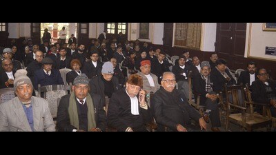 Lawyers at meeting of Agra Bar association at Bar Hall in Agra on Friday (Sourced) Lawyers at meeting of Agra Bar association at Bar Hall in Agra on Friday (Sourced)