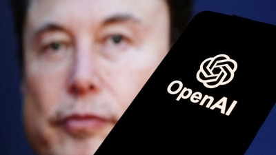 FILE PHOTO: OpenAI logo is seen in front of Elon Musk photo. (REUTERS)