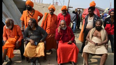 Sadhus at the Mela area (HT) Sadhus at the Mela area (HT)