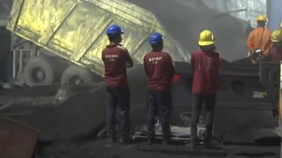 Rescue operation at the spot where the silo structure of a smelting plant in Sargaon, Mungeli collapsed on Thursday. Rescue operation at the spot where the silo structure of a smelting plant in Sargaon, Mungeli collapsed on Thursday.