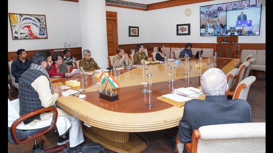 The chief minister who virtually attended a meeting chaired by Union home minister Amit Shah on drug trafficking and national security on Saturday said that 3,445 villages and 774 wards have been declared drug-free in the state. (Nayab Saini/X)