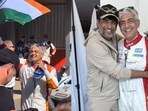 Ajith Kumar celebrated the win at 24H Dubai 2025 with his team mates and Madhavan.