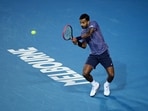 India's Sumit Nagal in action.